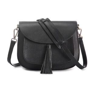 GATTA Lola Noir Black Crossbody Messenger Camera Bag Tassel